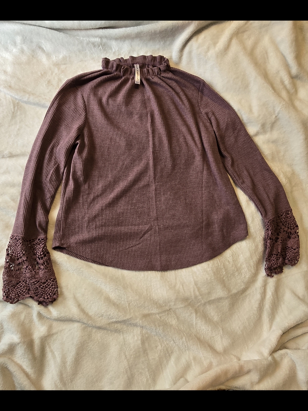 Icon Apparel Mauve Waffle Knit Long Sleeve Top- Juniors XL